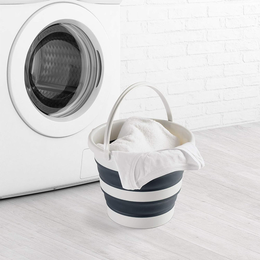 دلو قابل للطي 12 لتر بلاستيك حراري، رمادي فاتح وداكن من ميري دلو قابل للطي 12 لتر بلاستيك حراري، رمادي فاتح وداكن من ميري