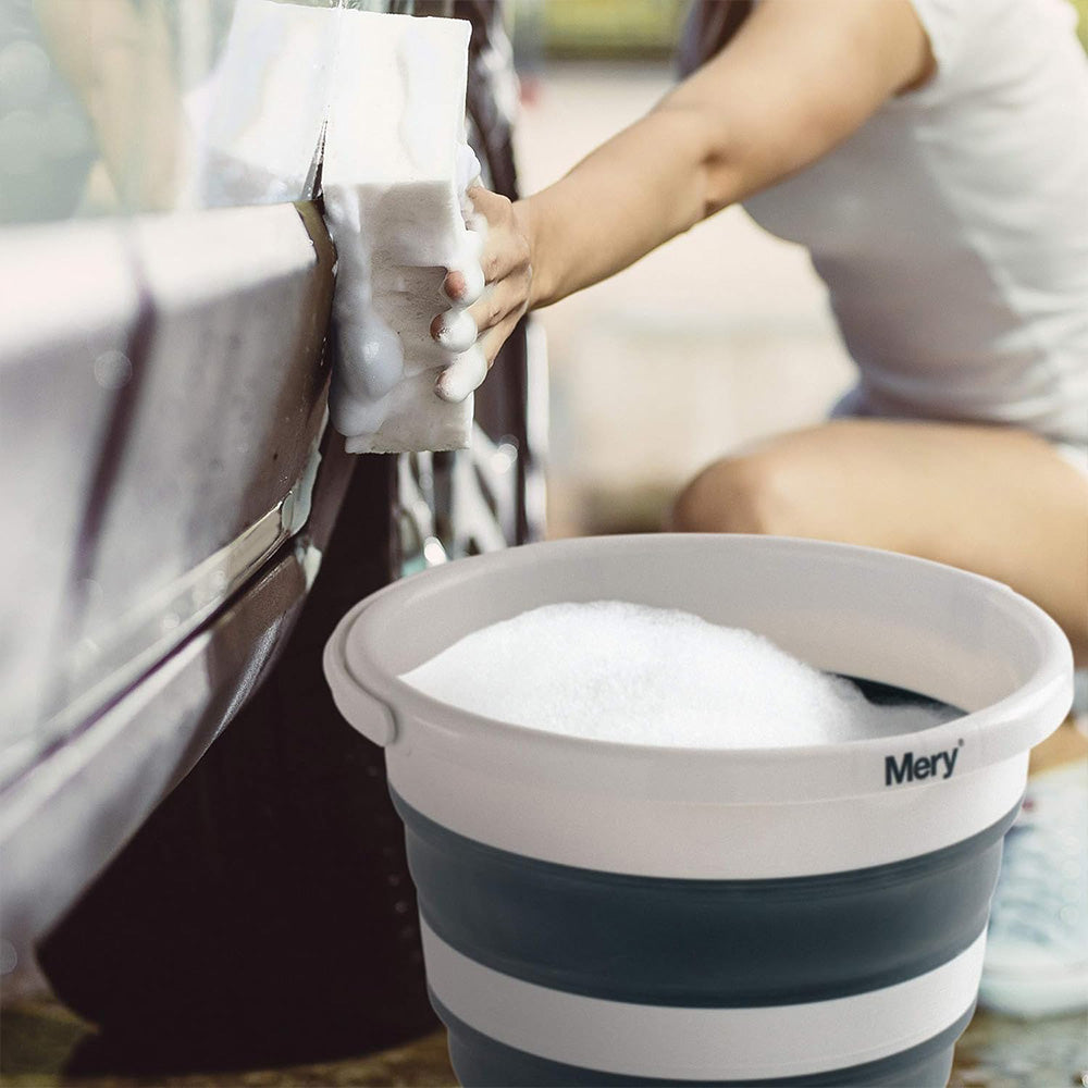 دلو قابل للطي 12 لتر بلاستيك حراري، رمادي فاتح وداكن من ميري دلو قابل للطي 12 لتر بلاستيك حراري، رمادي فاتح وداكن من ميري