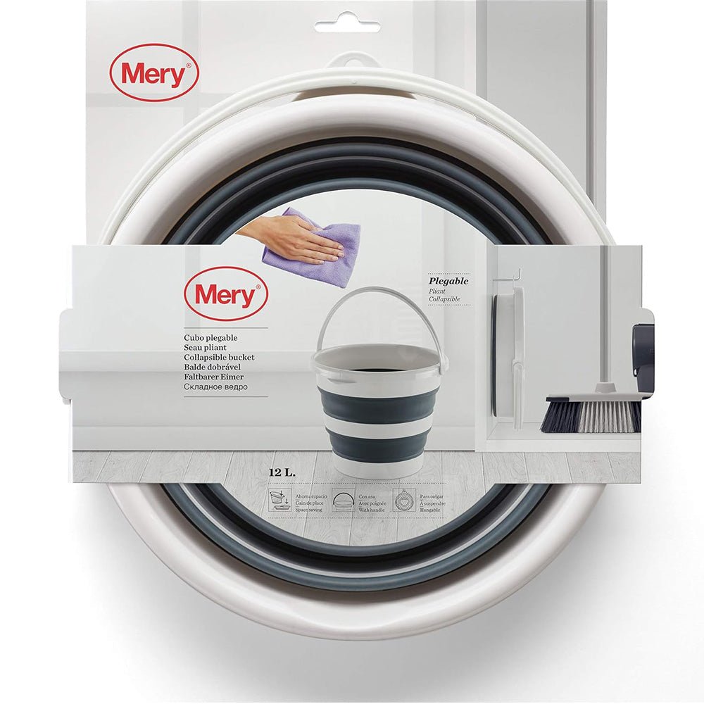 دلو قابل للطي 12 لتر بلاستيك حراري، رمادي فاتح وداكن من ميري دلو قابل للطي 12 لتر بلاستيك حراري، رمادي فاتح وداكن من ميري