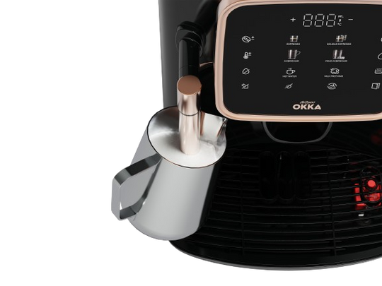 ماكينة صنع الإسبريسو الأوتوماتيكية بالكامل OK0030 Okka Espresso Pro - Silver ماكينة صنع الإسبريسو الأوتوماتيكية بالكامل OK0030 Okka Espresso Pro - Silver