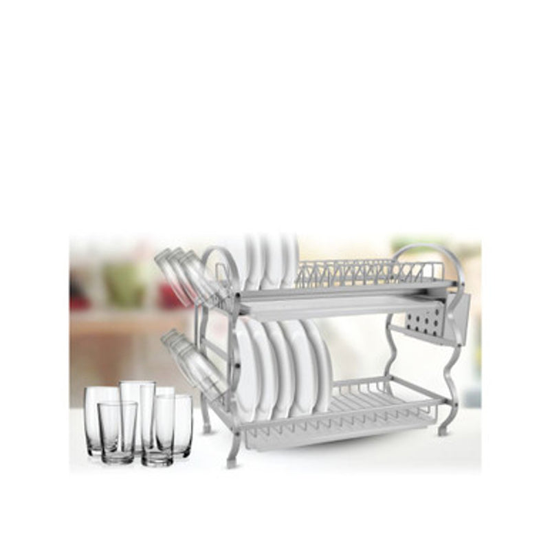 Arshia Large Aluminum Dish Rack with 2 trays