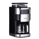 ماكينة قهوة سيفيرن 4813 مع مطحنة مدمجة، باللون الفضي والأسود.