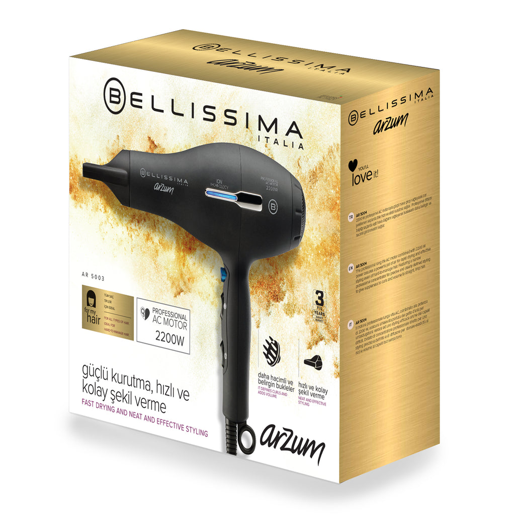 AR5003 مجفف الشعر Bellissima Professional Ionic من ارزوم - أسود AR5003 مجفف الشعر Bellissima Professional Ionic من ارزوم - أسود